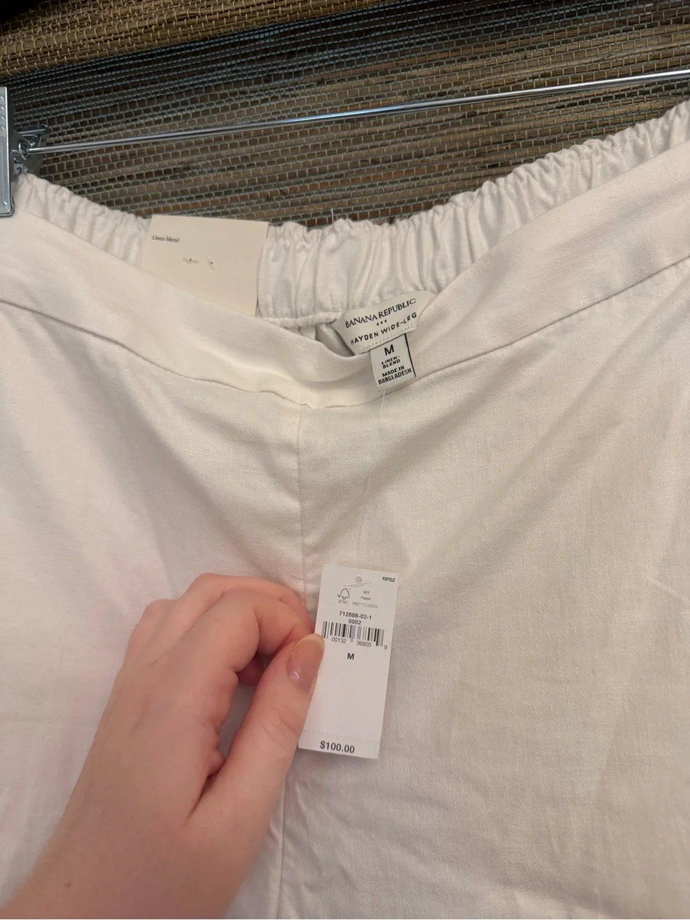 Banana Republic White Hayden Wide-Leg Linen Blend Pants